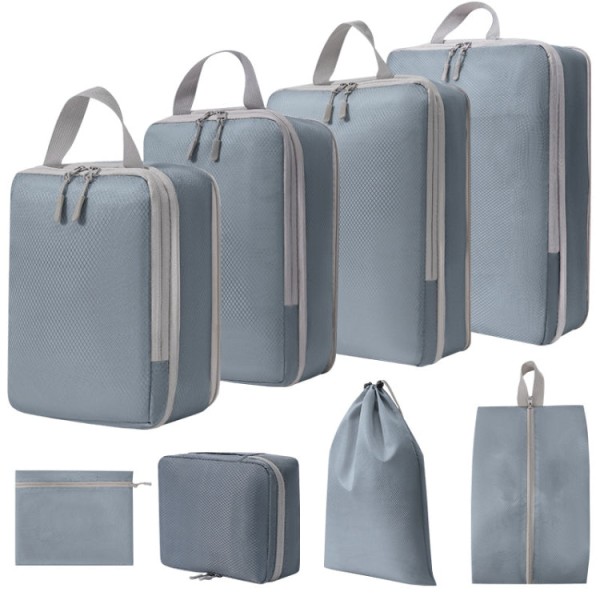 8 i 1 kompressionsförpackningskuber Expanderbara resväskor Organizer(grå)