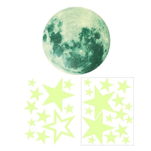 3 ST AFG33003 Heminredning Luminous Stars Moon PVC-klistermärken, specifikation: 27PCS Star + 30cm Moon