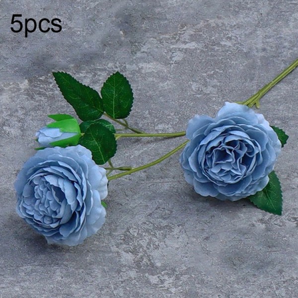5 st JC0055 Continental Core Flower Beam Bröllopssimulering Blomma Hem Konstgjord sidenblomma (Peony Haze Blue)