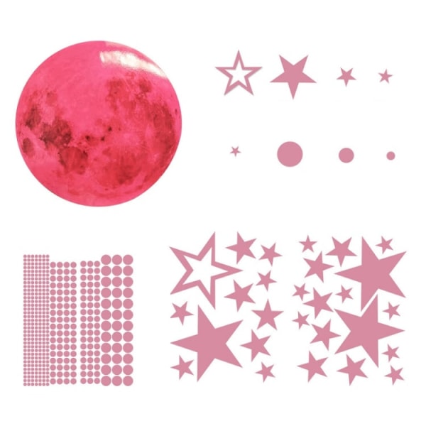 AFG3303 Heminredning Luminous Stars Moon PVC-klistermärken, specifikation: 435PCS+20cm Moon (rosa)