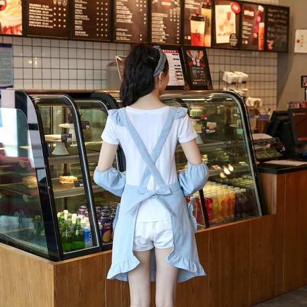 Prinsessförkläde Kök Arbetskläder för kvinnor Coffee Shop Förkläde, Specifikation: Ärmlöst förkläde (mörkgrönt)