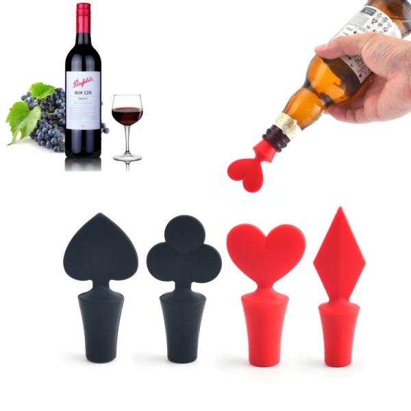 Silicone Wine Stopper Poker Series Wine Stopper (Red Peach Heart)