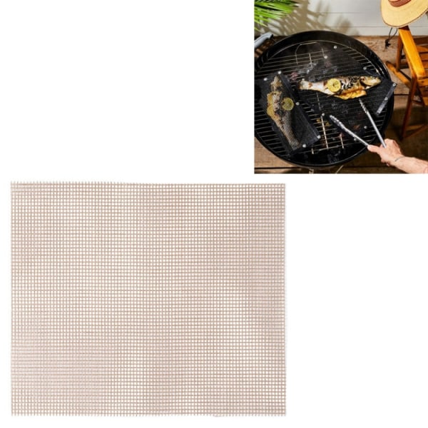 Non-Stick Grid Lakan Teflon Grillmatta Grill Grillmatta, Storlek: 33x40 cm (Brun)