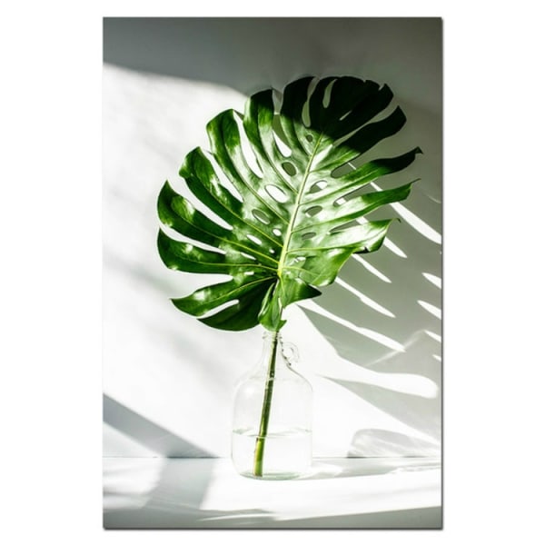 Plant Leaf Engelska Letter Art Posters Prints Art Wall Pictures without Ram, Storlek: 13×18cm(A Leaf)
