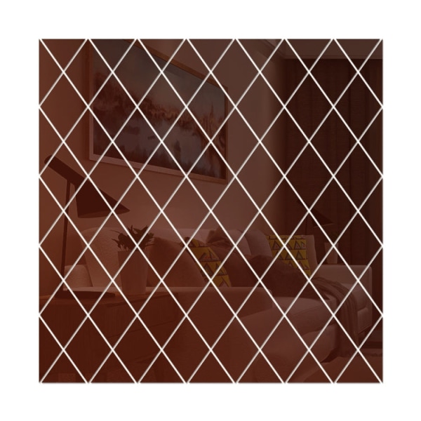 Rhombus sömnad Bakgrund Akryl Spegel Dekorativa klistermärken, Specifikation: Brun Medium