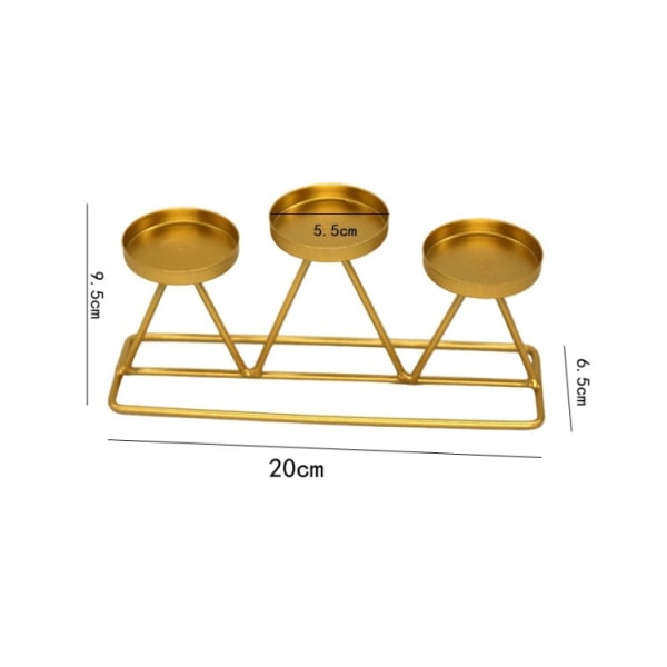 Ljusstakar med tre huvuden metalldekorationer Romantiska bröllopsmatbordsdekorationer, färg: gyllene