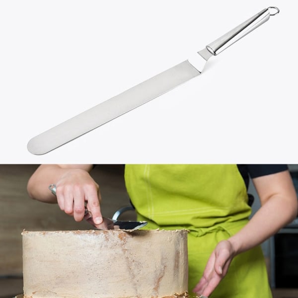 Rostfritt stål gräddspatel Rostfritt stål klockkniv Kakaspatel Bakskrapa Bakverktyg (12-tums böjd kniv)