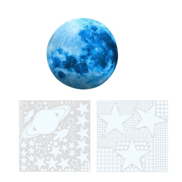2-pack AFG3387 Moon Star Rymdskepp Luminous Wall Sticker, Specifikation: 1788PCS Blå