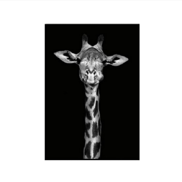 Enkel svartvit djurdekoration Målning Studie Vardagsrum Soffa Bakgrund Väggmålning utan ram, Storlek: 30X40cm (Giraff)