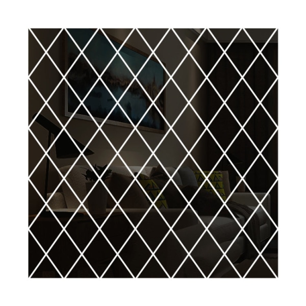 Rhombus sömnad Bakgrund Akryl Spegel Dekorativa klistermärken, Specifikation: Svart Stor