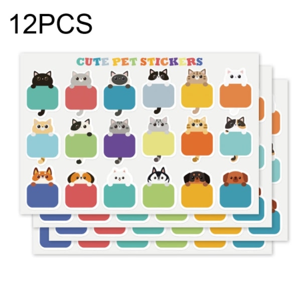 12 ST Klistermärken för söta kattnamn Vattentäta brevpappersklistermärken för barn