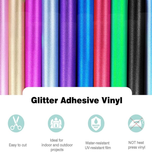 30 x 50 cm Glitter Adhesive Craft Permanent Vinylfilm för kopp väggglasdekor (silver)