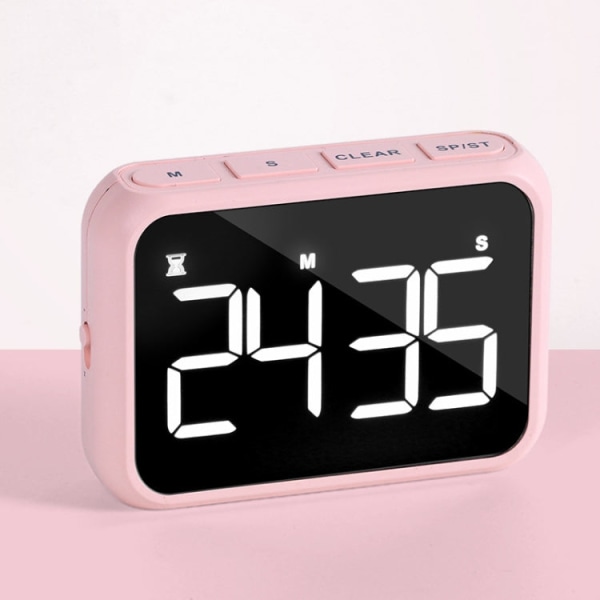 Uppladdningsbar LCD-skärm med stor skärm Elektronisk tidtagningspåminnelse Väckarklocka Köksbakningstimer (rosa)