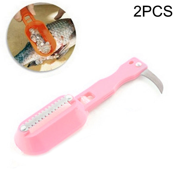 2 ST Kök Essential Fiskskrapa Fiskfjäll hyvlkniv med cover (rosa)