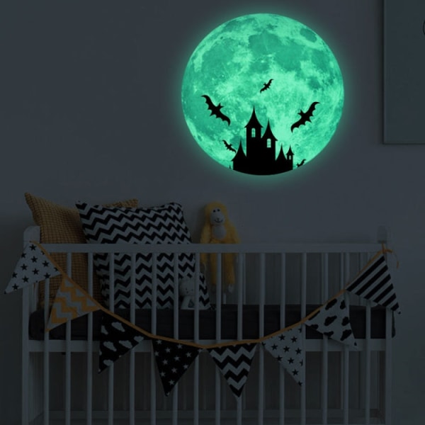 30 cm självlysande måne väggdekal Fluorescerande väggmålning (Moon Castle)