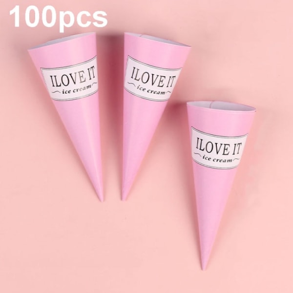 100 st engångsglasspappershållare Söt krispig spets bottenpapper (rosa bokstav)