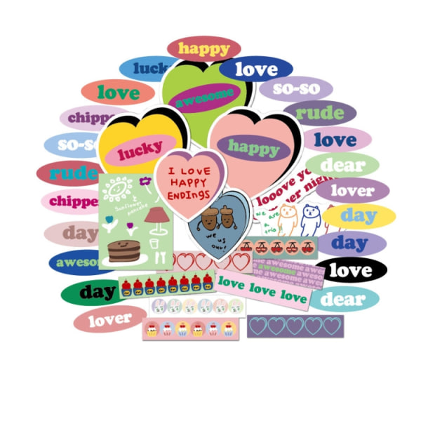 Cherry Love Heart Söt Girly Heart Tablet Phone Dekoration Sticker (40 st/ set)