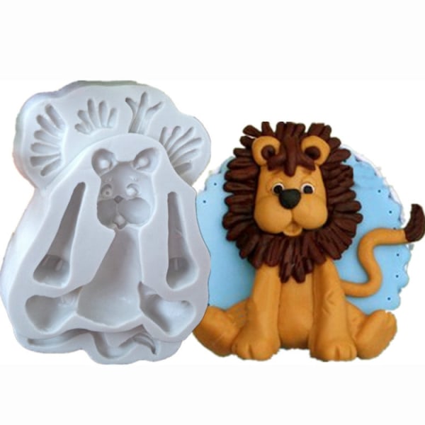 2 st 3D djurform i silikonform fondant kaka molds(lejon)