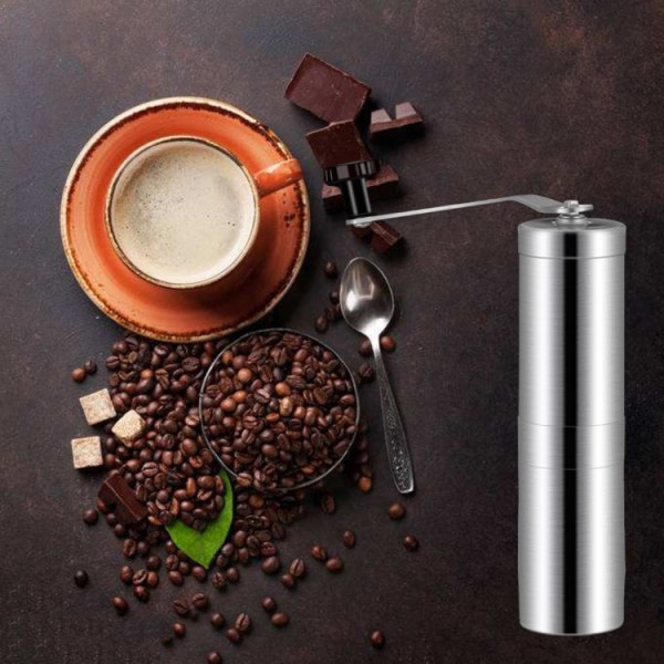 Bärbar konisk burrkvarn manuell handvev kaffebönkvarn i rostfritt stål, kapacitet: 40g