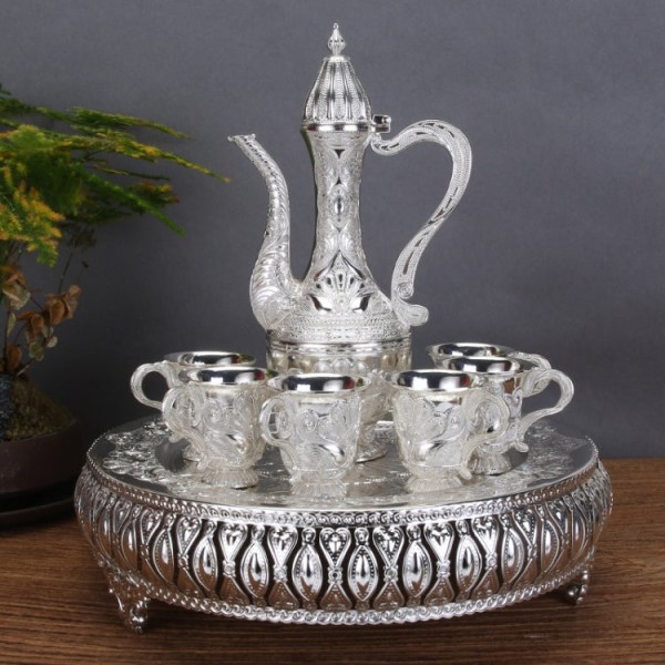 Set Creative Home Set i europeisk stil Metall Hip Kolv Vinavskiljare (silver)