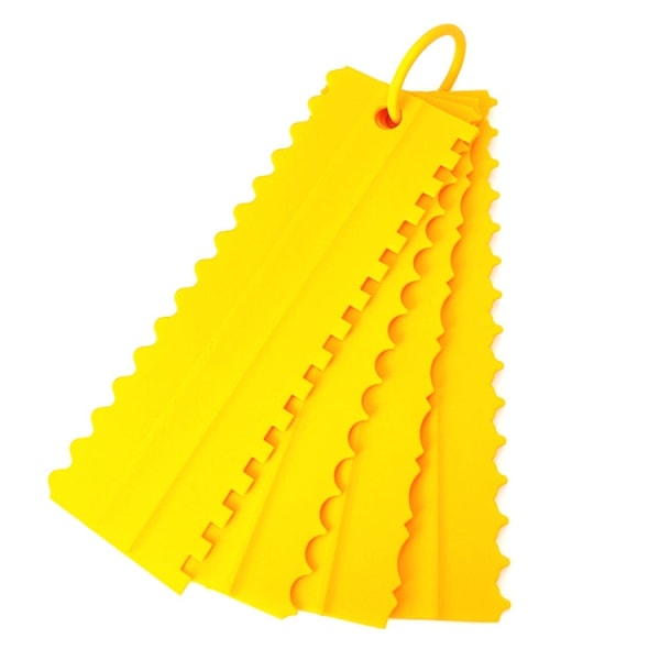 4 st/ set Plastkrämskrapa PP dubbelsidig sågtandsbakad tårtplatta (gul)