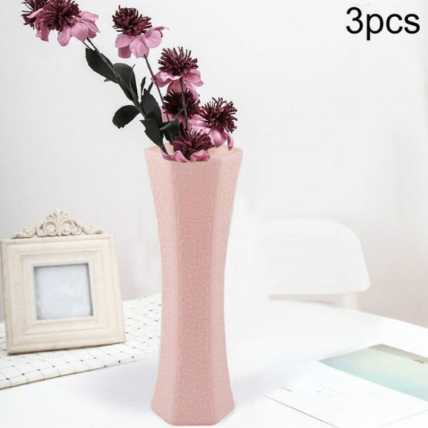 3 ST Kreativt hem Blomsterarrangemang Plastvas Anti-fall Hydroponisk vas Dekorativ prydnad (rosa)
