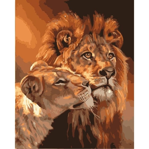 DIY Creative Paint By Numbers Oljemålning Lion Parkonstmålning utan ram, storlek: 40*50 cm