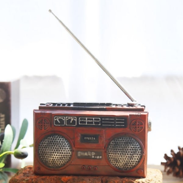 Vintage Radio TV- set Heminredning Retro Hantverksdekoration, Stil: Radioröd