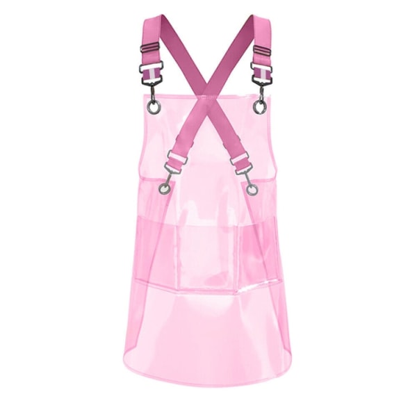 30 Silk Short 60cm Transparent TPU-förkläde Enfärgad väv Justerbart arbetsförkläde (rosa + rosa väv)