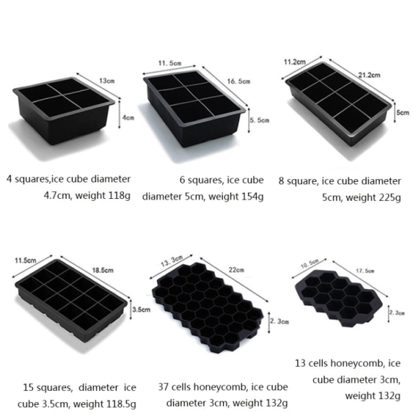Bar Whisky Silikon Ice Tray Form, Specifikation: 4 fyrkantigt cover(svart)