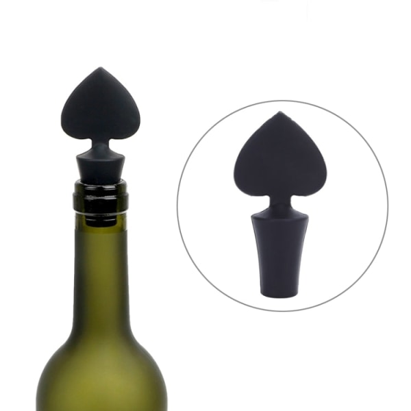 Silicone Wine Stopper Poker Series Wine Stopper (Black Peach Heart)