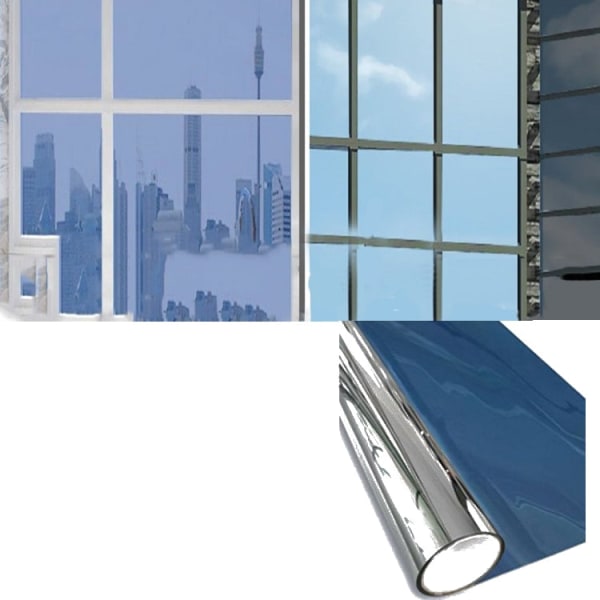 Solskyddsfilm Envägsperspektiv Anti-kikar glasdekal, specifikation: 30x100 cm (Ljusblå enkelpermeabel)