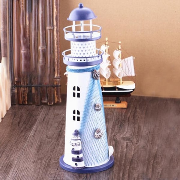 Kreativt järn i medelhavsstil Handgjord Flash Lighthouse, slumpmässig leverans, storlek: 28,5*9,5 cm