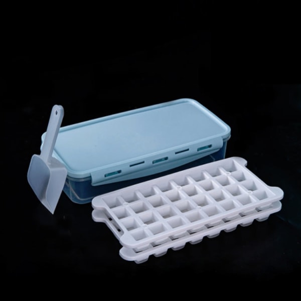 Hushållssilikonisbox med lock Ice Cube Form Kylskåp Isgitter Snabbfrys Slumpmässig färgleverans, Storlek:64 Rutnät