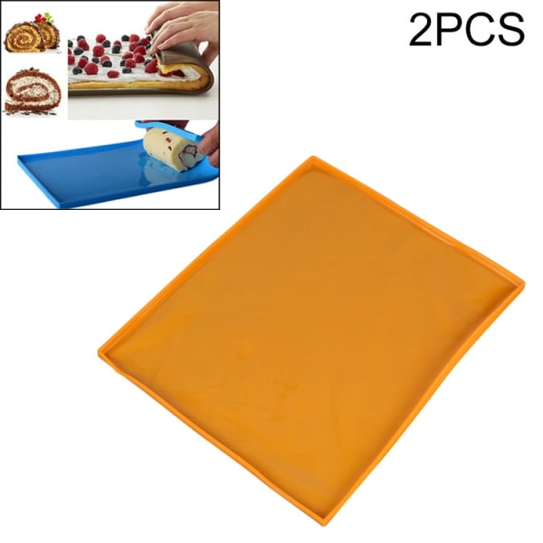 2 ST Non-stick Cake Pad Swiss Roll Pad Bakverktyg för kakor Silikonmatta (orange)