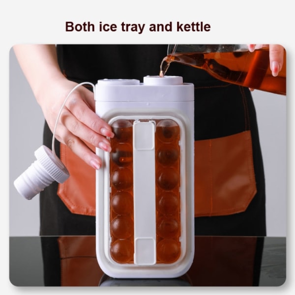2-i-1 bärbar isboll kall vattenkokare Silikon form Frozen iskubbox (vit)