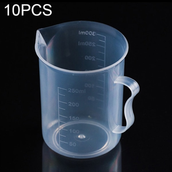 10 st 250 ml livsmedelsklassad PP-plastkolv Digital mätkopp Cylinderskala Mått Glas Lab Laboratory Tools (Transparent)