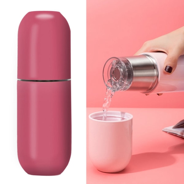 Shoke Portable Mini Insulation Cup 316 kapselkopp i rostfritt stål, Kapacitet: 280ml (Rose Red)