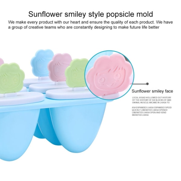 Tecknad Smiley DIY Popsicle Ice Cream Form Home 6 Grid Hemmagjord islåda (grön)