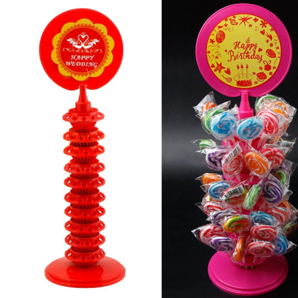 TX015 PP Ring 120-håls Lollipop-hållare Justerbar Candy Display Stand (röd)