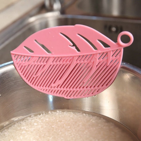 Bladformad Rice Wash Gadget Nudlar Bönor Durkslag Silar Rengöringsverktyg, storlek: 10,5x14,5 cm (vit)