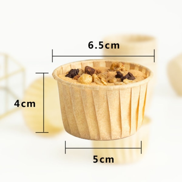 50 st / Rull Rund Laminering Tårtkopp Muffinsform Choklad Cupcake Liner Bakning Cup, Storlek: 6,5 x 5 x 4 cm (vetefärgad)
