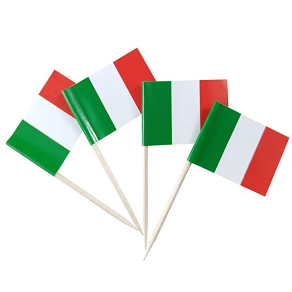 100 st/pack 65 mm National Flag Tandpetare Cupcake Toppers Cocktail Sticks, Stil: Italiensk