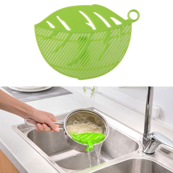 Bladformad Rice Wash Gadget Nudlar Bönor Durkslag Silar Rengöringsverktyg, storlek: 10,5x14,5 cm (grön)