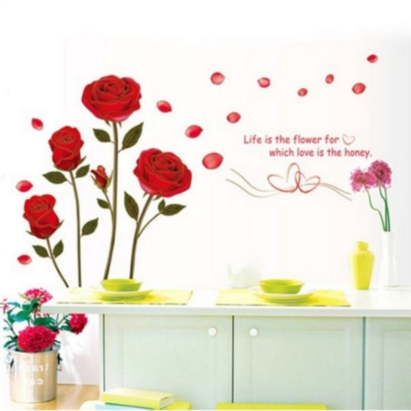 Avtagbar blomma väggdekor Väggmålning DIY-dekal Hemrumskonstdekoration