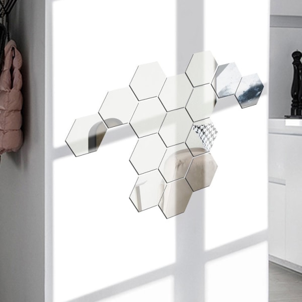 Ym300 16 st / set hem personliga väggklistermärken DIY Akryl vägg dekorativ spegel (kvartett svart)