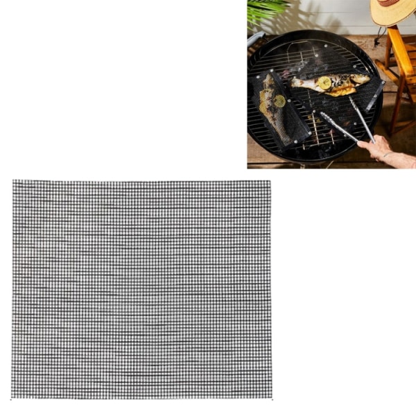 Non-Stick Grid Sheet Teflon Grillmatta Grill Grid Mat, Storlek:33x40 cm (svart)
