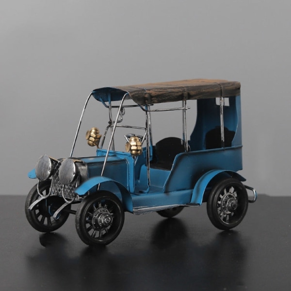 Vintage smidesjärn metall Klassisk bilmodell dekoration (blå)