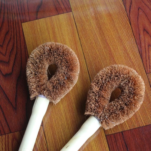 10 st Naturlig kokospalm Non-stick olja Långt handtag Grytborste Rengöringsborste Köksrengöringsverktyg