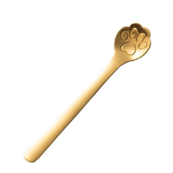 Rostfritt stål Creative Cat Claw Kaffesked Dessert kaksked, Stil: Cat Claw Sked, Färg: Guld